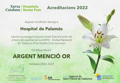 Diploma XCHSF Argent menció or Hospital de Palamós